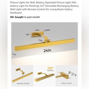 Picture Lights for Wall, Battery Operated Picture Light 24in Gallery Light NIB
